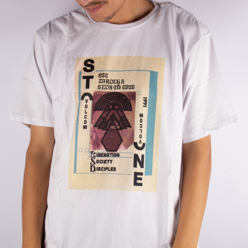 Camiseta Volcom Acid Text Long Fit Branco